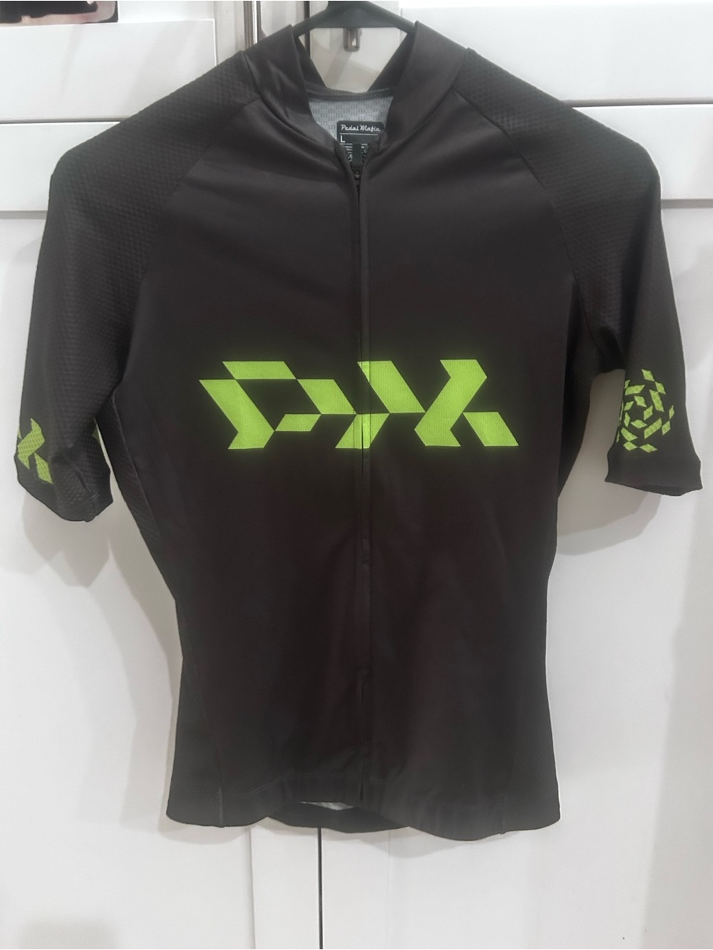 Women’s Black Cycling Jersey with Neon Green Logo - Performance Fit
